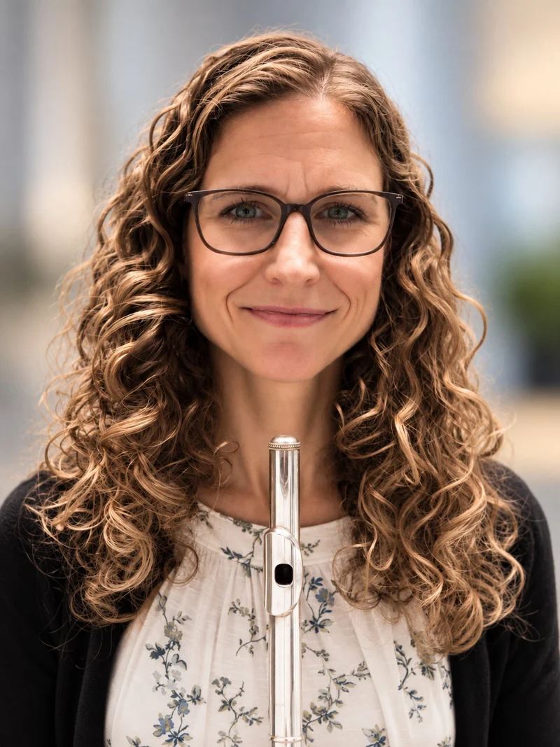 Dr. Amy Thiemann holding her flute